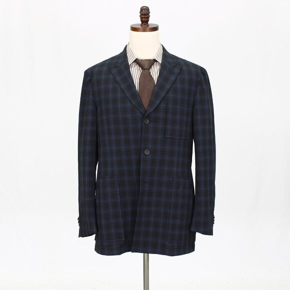 Ibiza 42R Navy Check 3-Button Sport Coat Blazer Jacket G489 - Picture 1 of 11